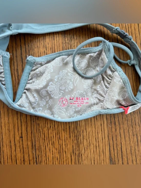 Free People V-Neck Top & Dylan High Waist Bottom in Slate Blue Bikini Swim Set - Picture 5 of 8